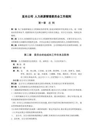 2024年关于成立人力资源管理委员会及工作规则