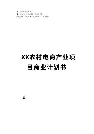 2024年关于农村电商产业项目商业计划书