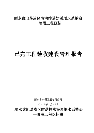 2024年河道整治工程业主完工报告