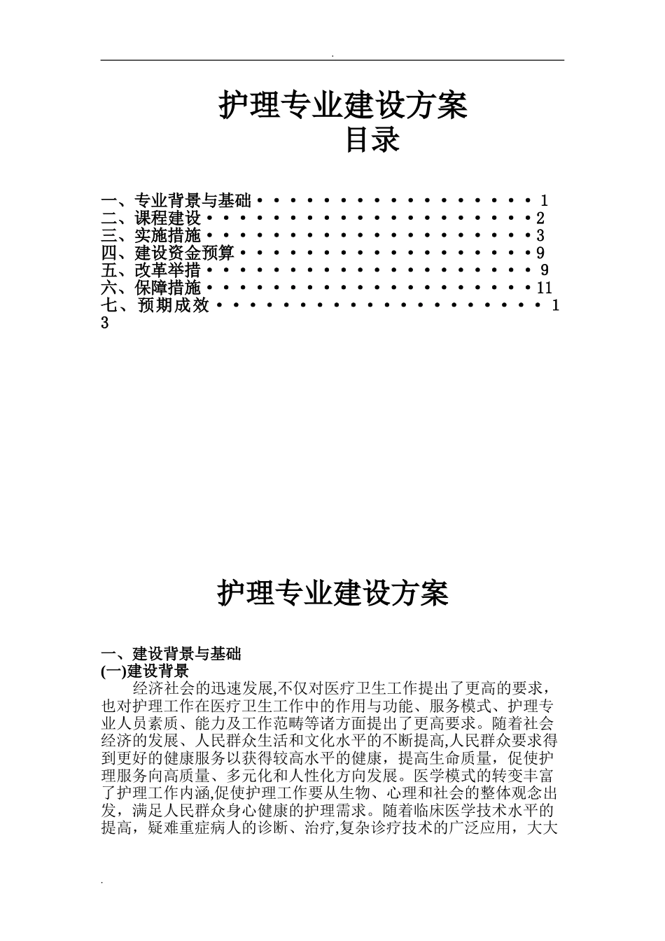 2024年护理专业建设方案_第1页