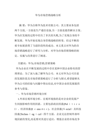 2024年华为市场营销战略分析