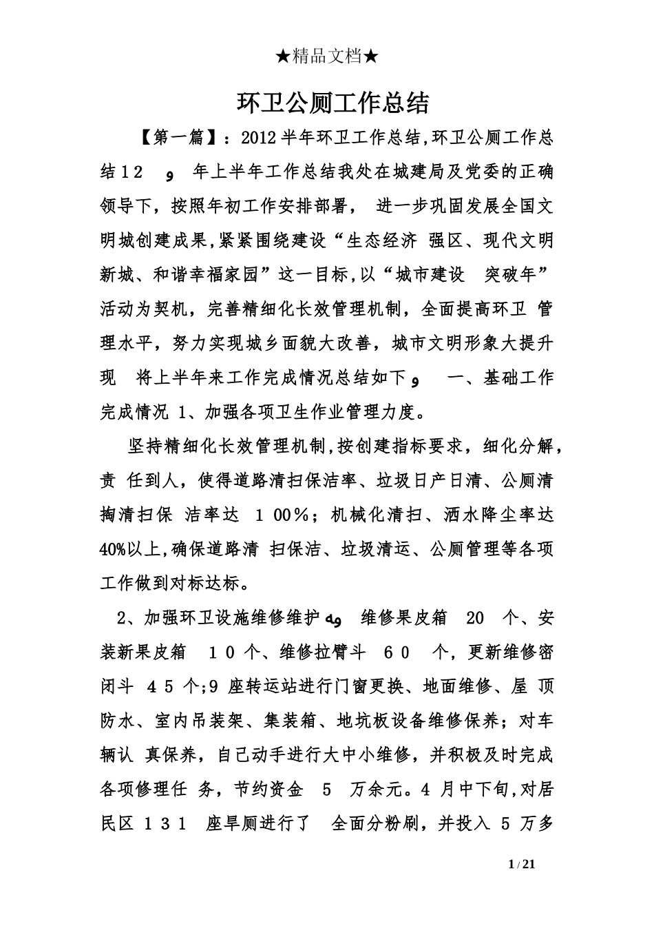 2024年环卫公厕工作总结_第1页