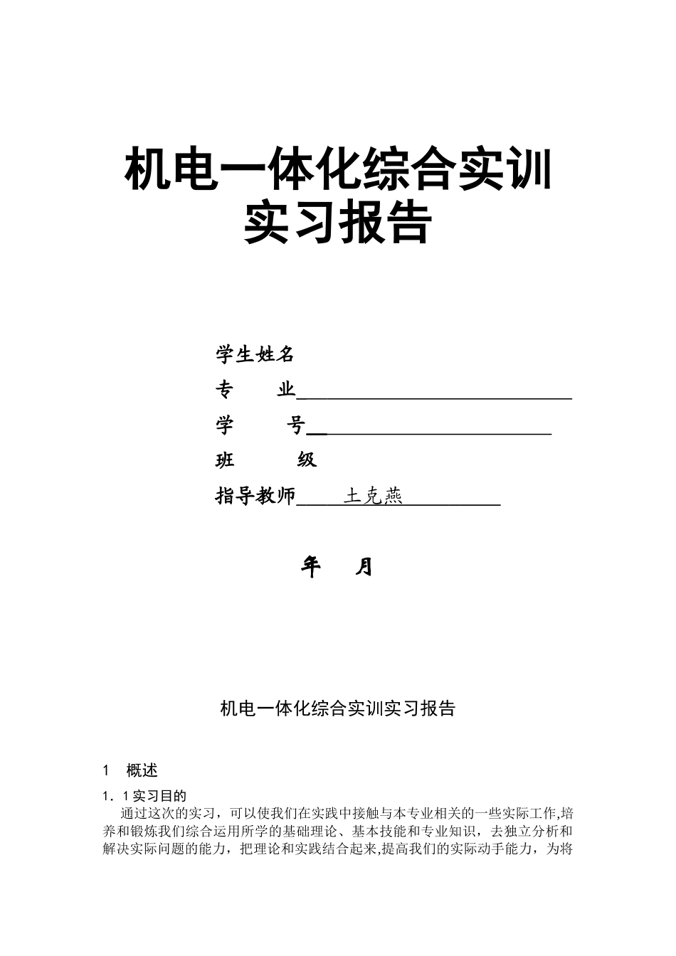 2024年机电一体化实训报告_第1页