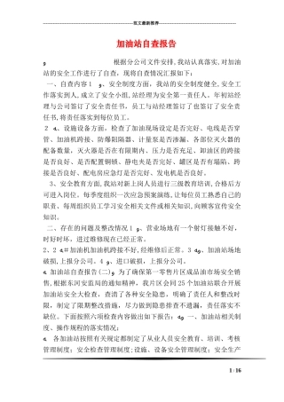 2024年加油站自查报告