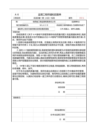 2024年监理通知回复单模板