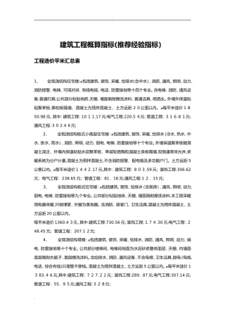 2024年建筑工程概算指标