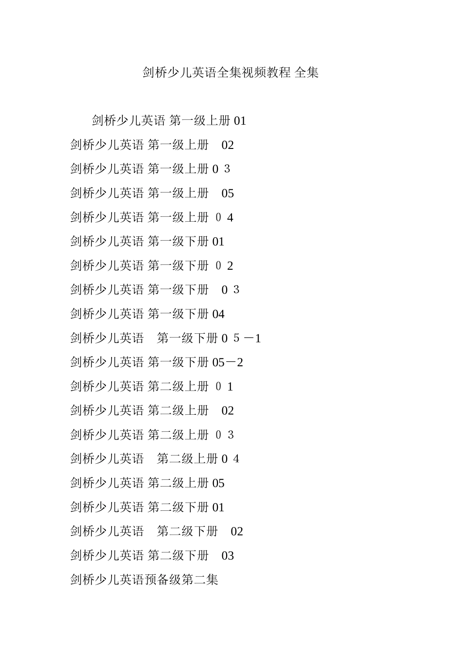 2024年剑桥少儿英语全集视频教程 全集_第1页