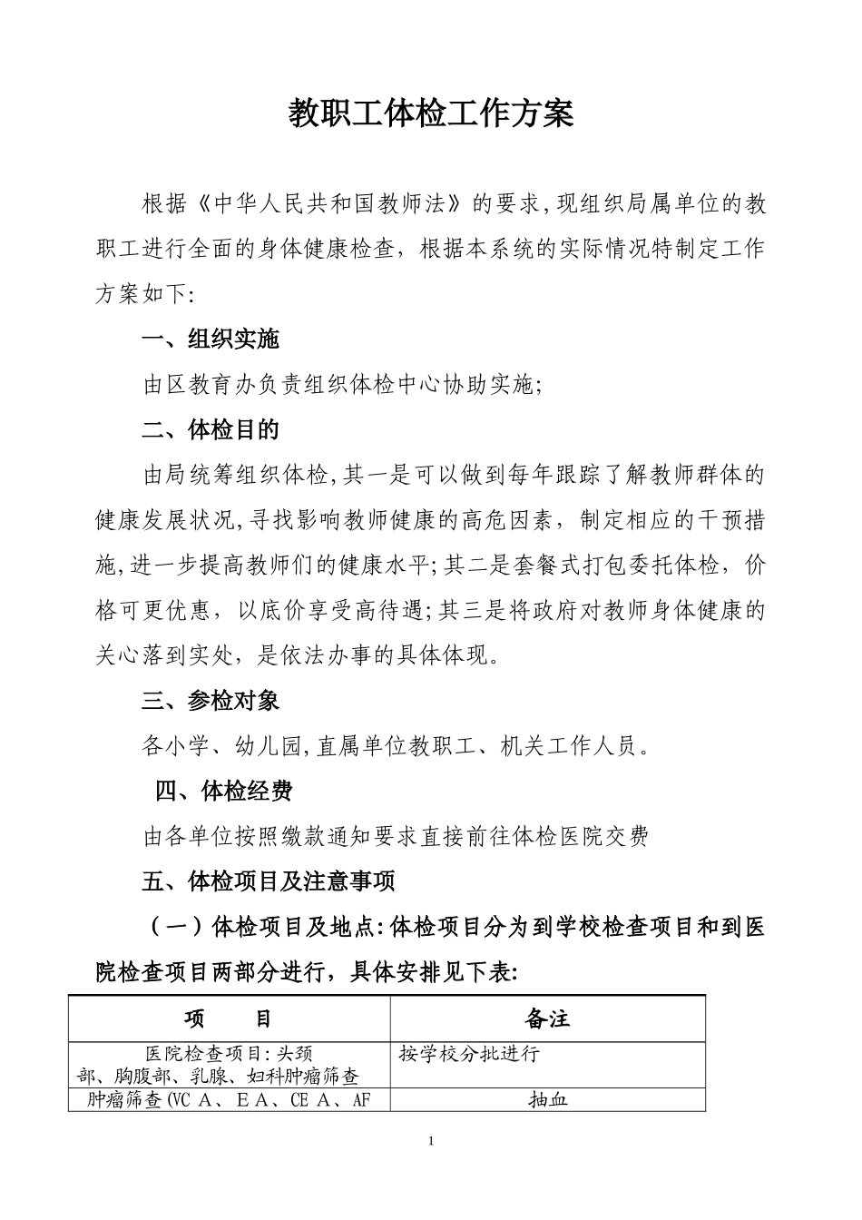 2024年教职工体检工作方案_第1页