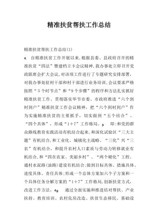 2024年精准扶贫帮扶工作总结