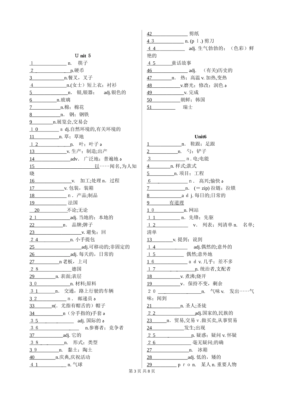 2024年九年级英语单词默写表_第3页