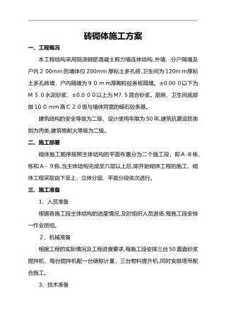 2024年零星砖砌体施工