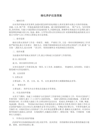 2024年绿化养护应急预案