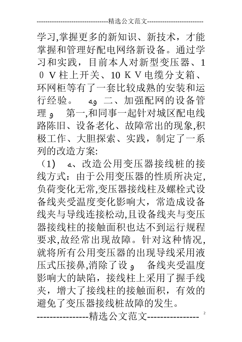 2024年配电线路专业技术总结完整版_第2页