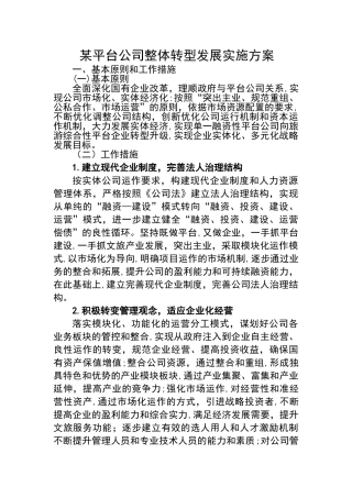 2024年平台公司整体转型发展规划方案