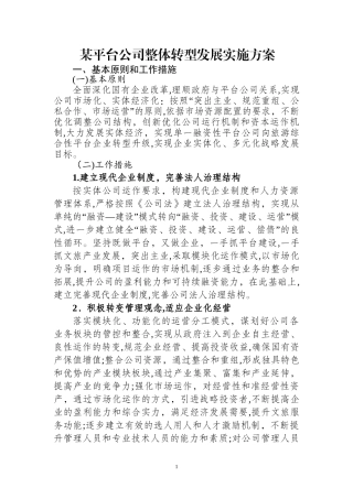 2024年平台公司整体转型发展规划综合方案