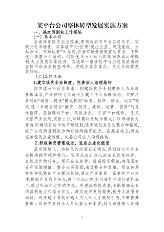 2024年平台公司整体转型发展规划总体方案