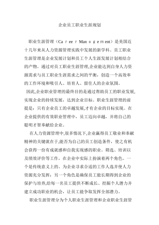 2024年企业员工职业生涯规划