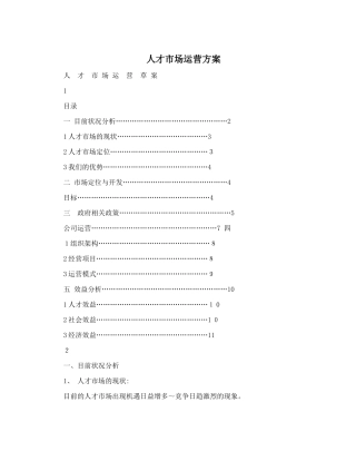 2024年人才市场运营方案