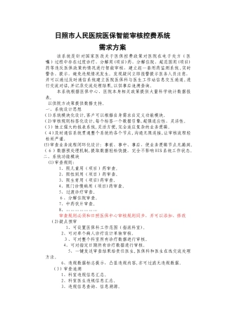 2024年日照人民医院医保智能审核控费系统