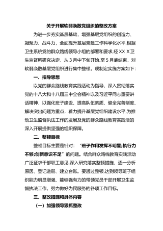 2024年软弱涣散党组织整改方案