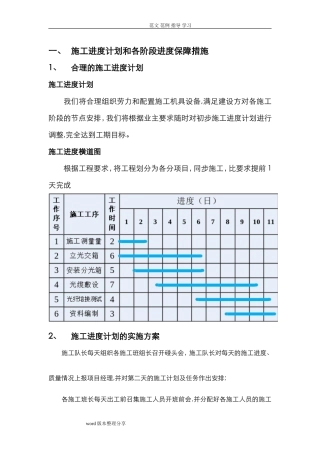 2024年施工进度计划和各阶段进度保障措施方案