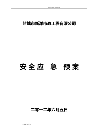 2024年市政工程安全应急救援预案