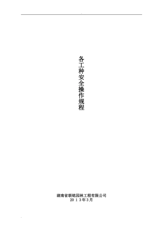 2024年市政工程各工种安全操作规程