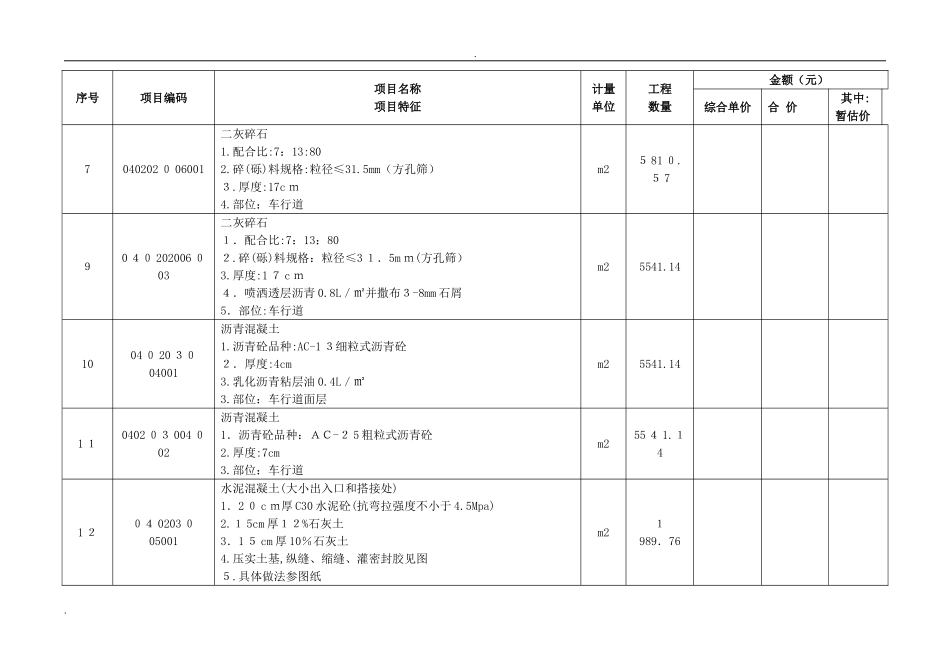 2024年市政清单报价表_第2页