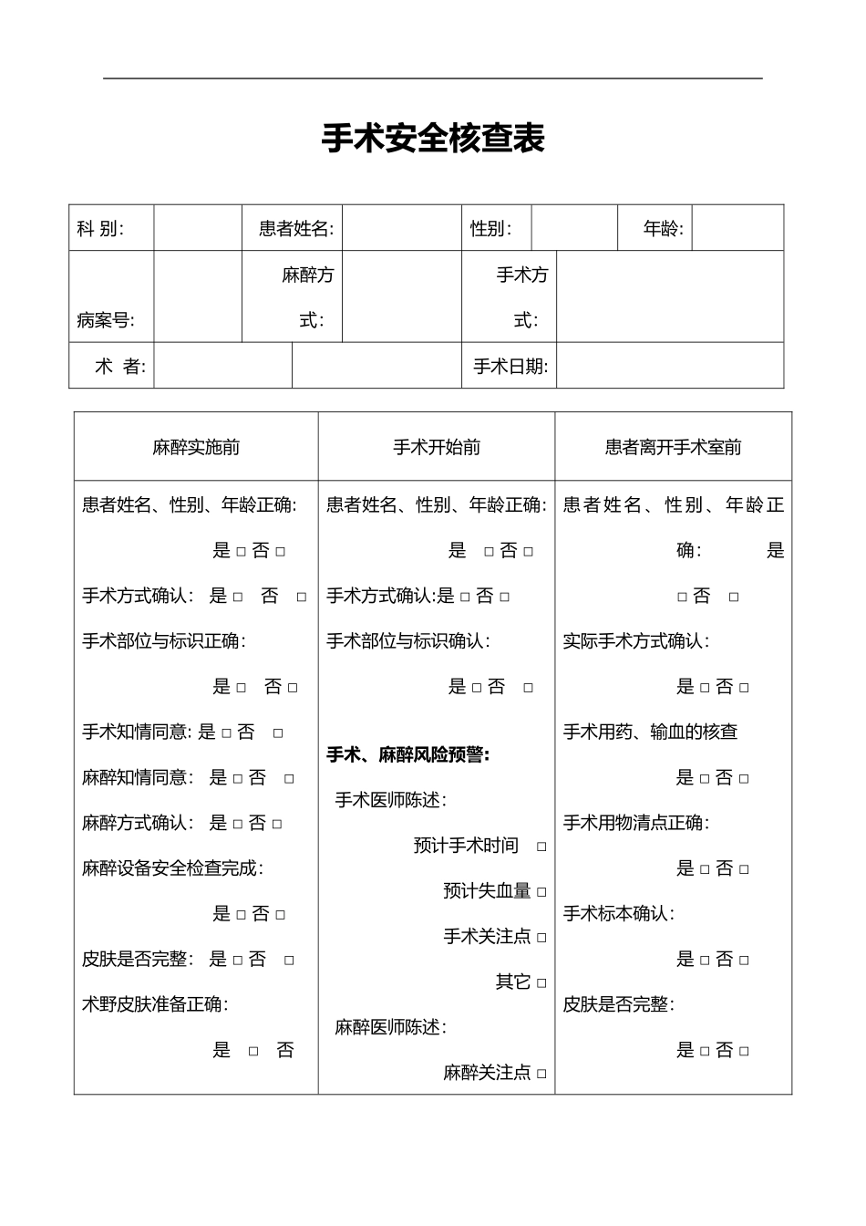 2024年手术安全核查和手术风险评估制度与流程_第3页