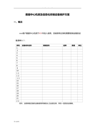 2024年数据中心运维服务总体方案