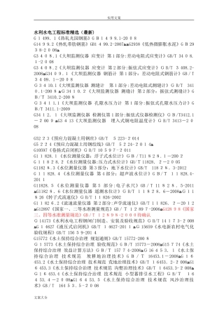 2024年水利水电工程要求规范规程应用清单