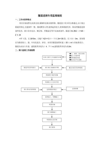 2024年隧道洞口监理细则