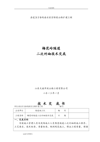 2024年隧道二衬技术交底