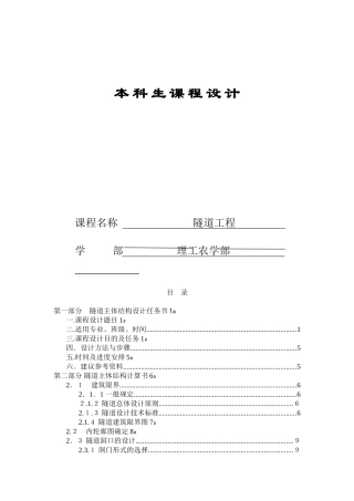 2024年隧道工程课程设计