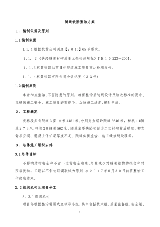 2024年隧道缺陷整治方案