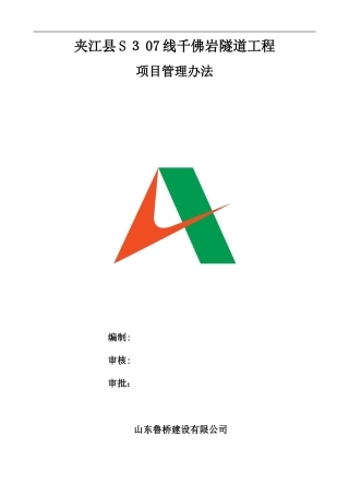 2024年隧道项目管理办法
