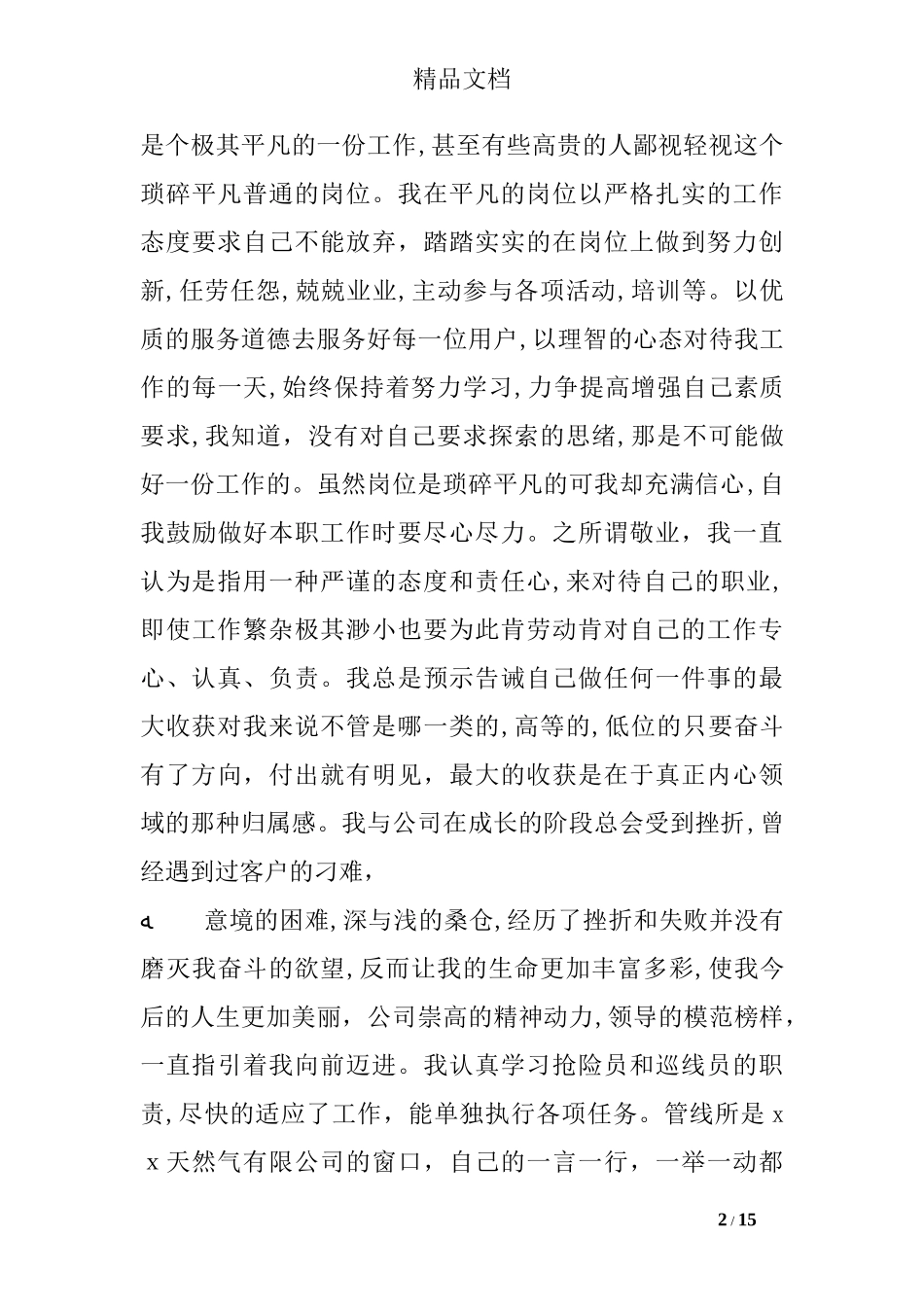2024年天然气个人年终工作总结_第2页