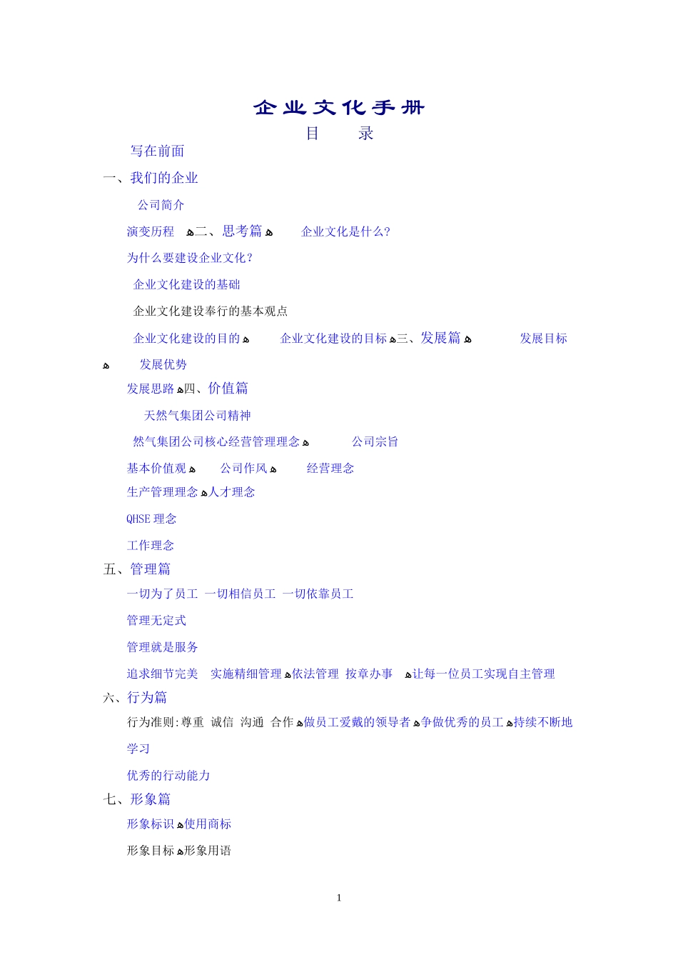 2024年天然气股份有限公司企业文化手册_第1页