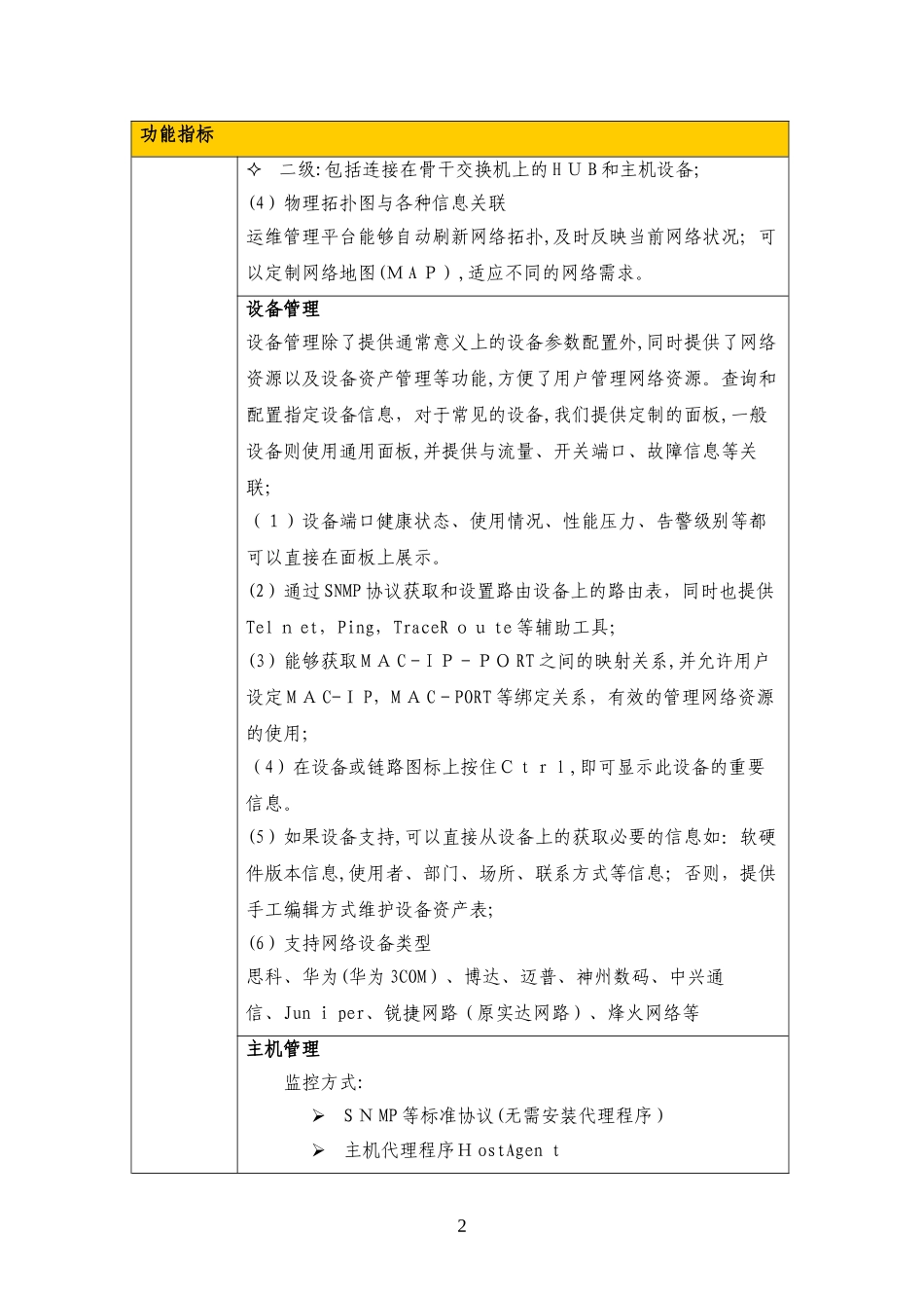 2024年天融信智能运维管理平台技术指标_第2页