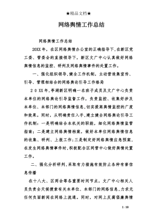 2024年网络舆情工作总结
