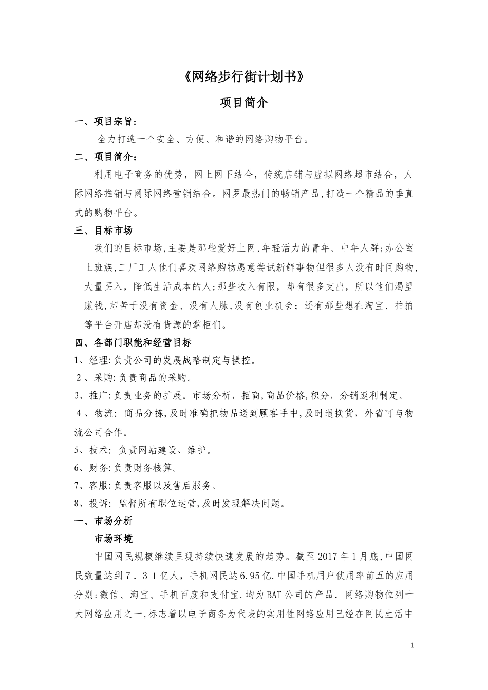 2024年网上商城创业计划书_第1页