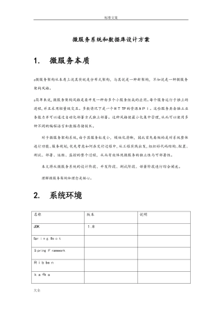 2024年微服务系统和大数据库方案设计