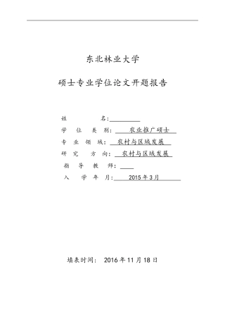 2024年乡村旅游研究开题报告材料