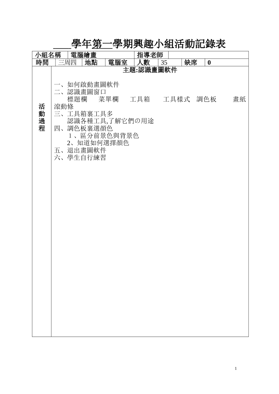 2024年乡村少年宫活动记录表_第1页