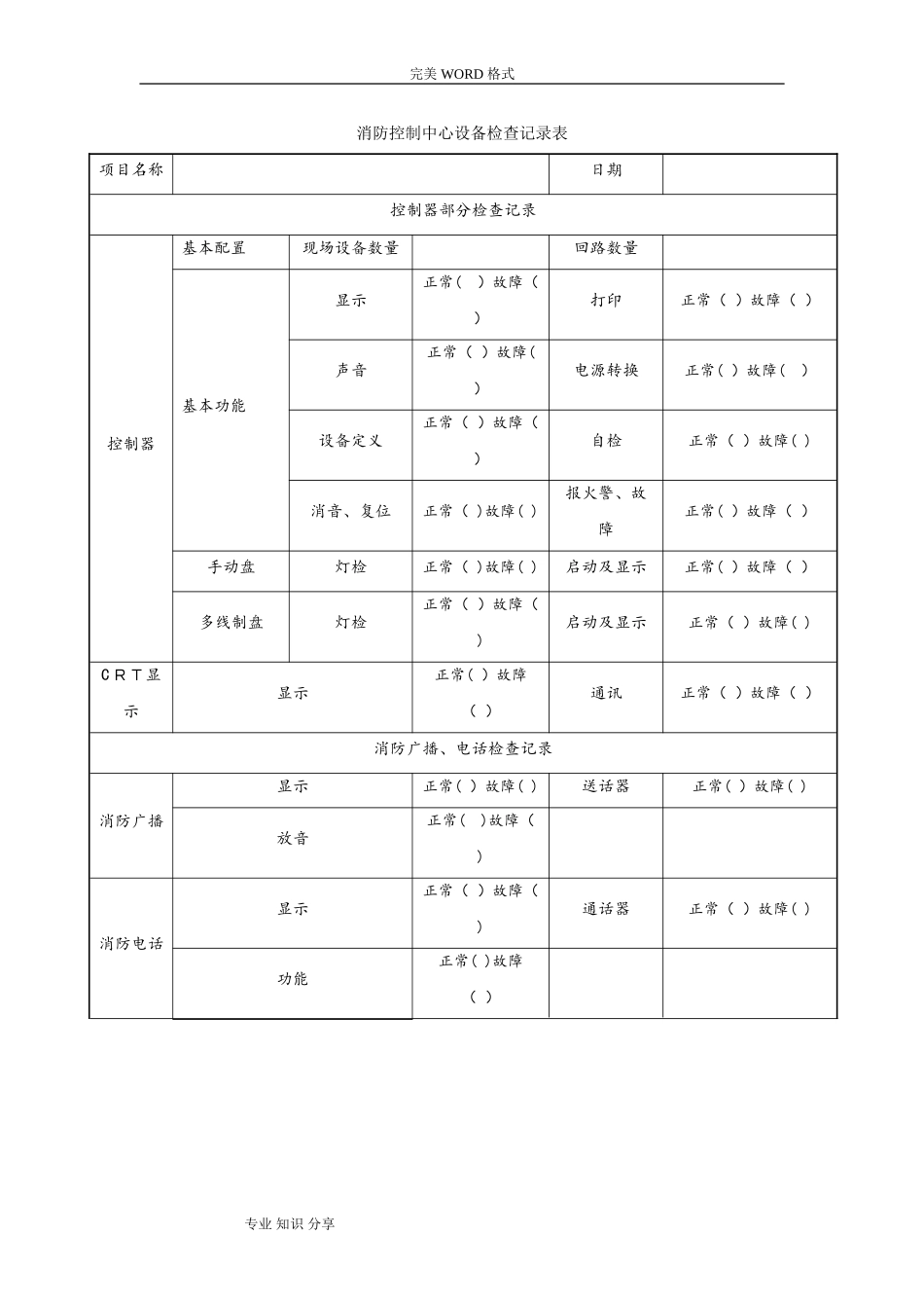 2024年消防系统维护保养记录文本表_第3页