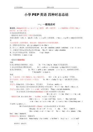 2024年小学英语时态总结