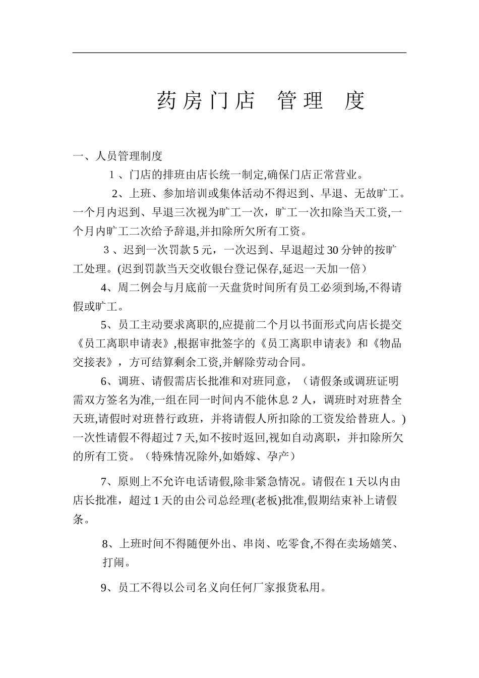 2024年药房门店管理制度_第1页