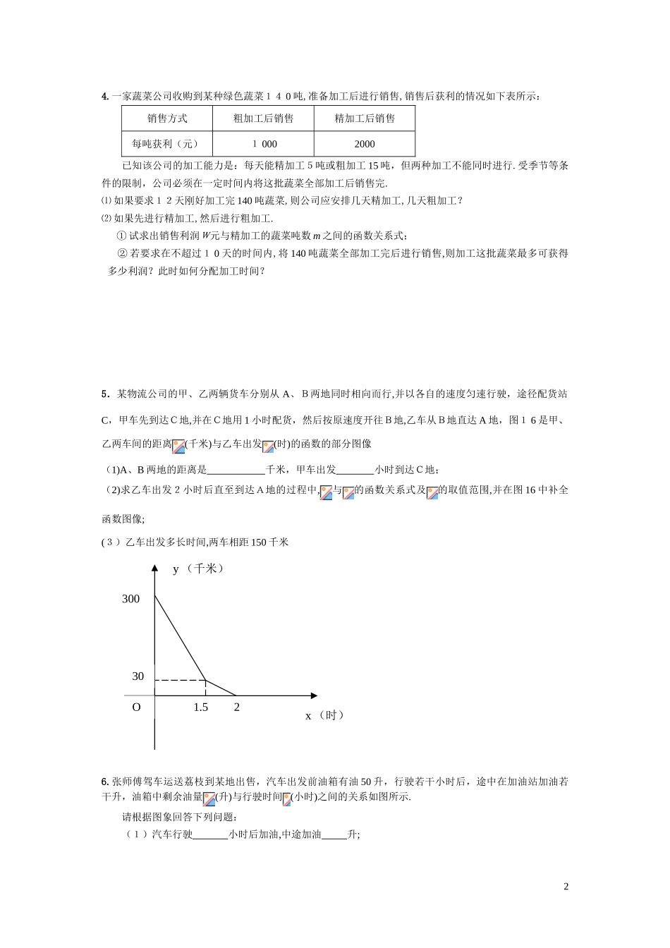 2024年一次函数应用题专题训练_第2页