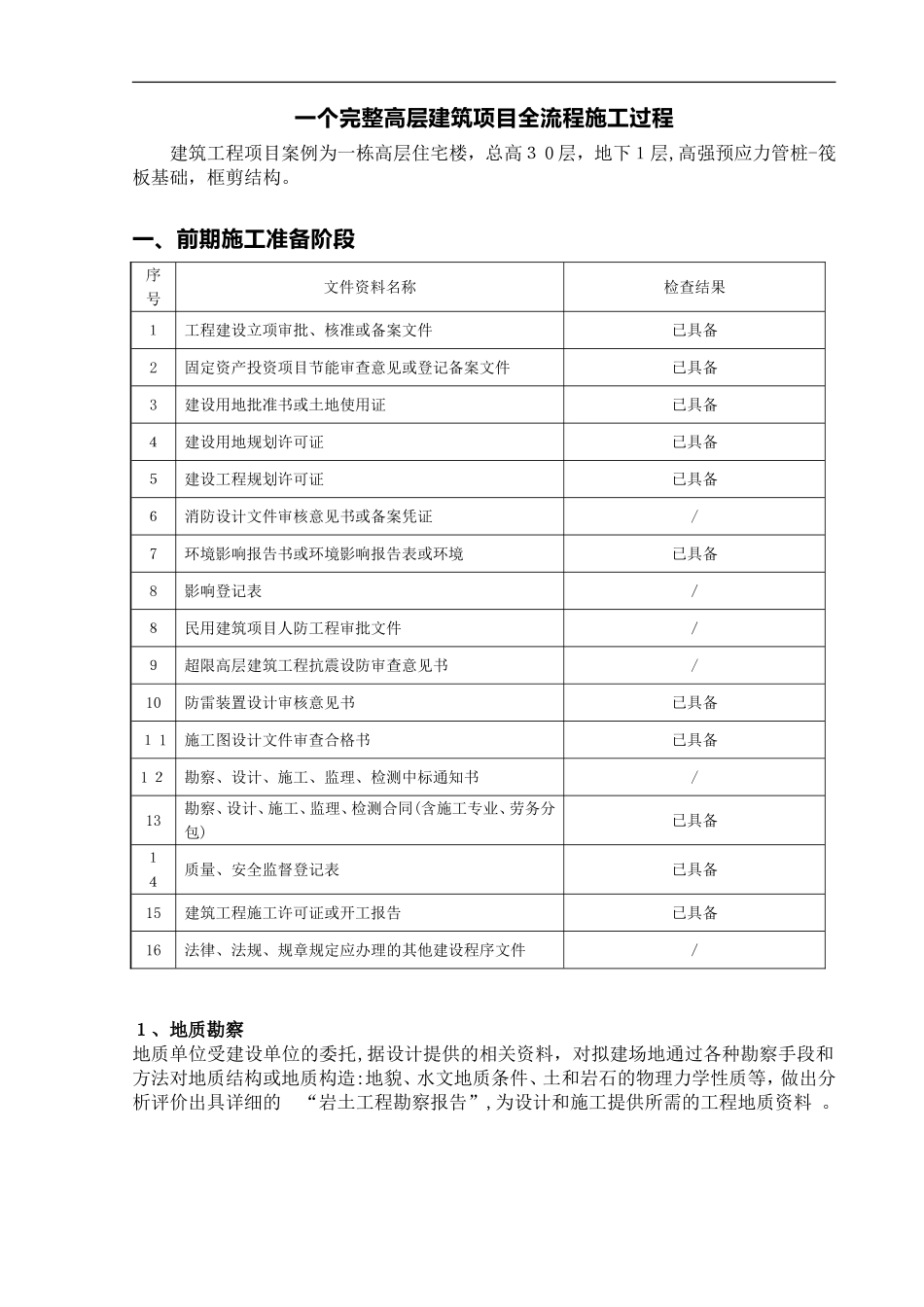 2024年一个完整高层建筑项目全流程施工过程_第1页