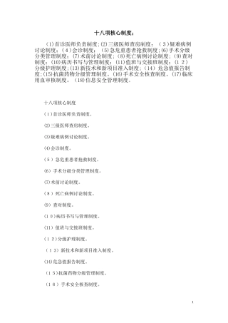 2024年医疗十八项核心制度